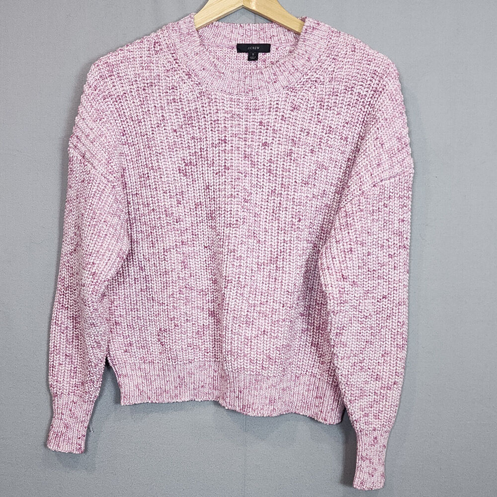 J. Crew Womens Pullover Sweater Pink Marble Cotton‎ Blend Chunky Crew Neck Sz S